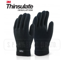 MENS KNITTED HEAT GUARD FULL FINGER GLOVES WITH THINSULATE LINING.