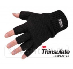 MENS KNITTED HEAT GUARD FINGER LESS GLOVES WITH THINSULATE LINING.