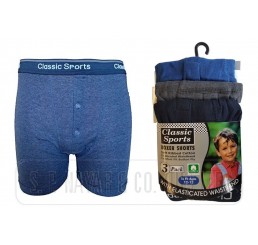 BOYS CLASSIC SPORTS SOFT RIBBED COTTON ELASTICATED BOXER SHORTS.