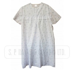 LADIES OPEN BACK PRINTED POLY COTTON SHORT SLEEVE NIGHTDRESS. 