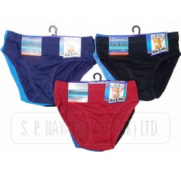 BOYS 3 PAIR PACK COTTON COLOURED HIPSTER BRIEFS.