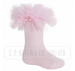 BABY GIRLS PINK OR WHITE OR RED TUTU FRILL AND BOW SOCKS. 