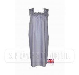 LADIES POLY COTTON EMBROIDERED BUILT UP SLEEVELESS NIGHTDRESS. 