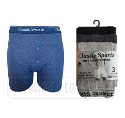 MEN'S CLASSIC SPORTS SOFT RIBBED COTTON ELASTICATED BOXER SHORTS.
