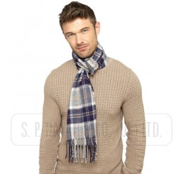 MEN'S CHECKED SCARF WITH TASSELS.   