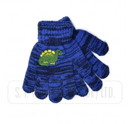 BOYS GLOVES WITH EMBROIDERED DINOSAUR MOTIF.