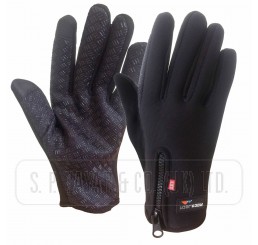 MENS SPORT GLOVE WITH GRIPPER PALM AND ZIP TOUCH SCREEN.