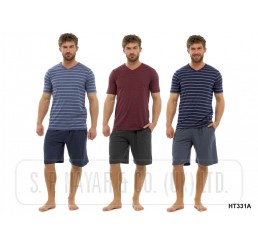 MENS STRIPED SHORT SLEEVE TOP AND SHORTS SET