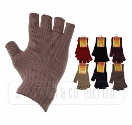 LADIES HANDY THERMAL FINGER LESS ASSORTED GLOVES 