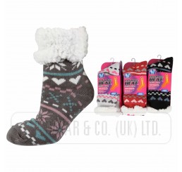LADIES DOUBLE HEAT INSULATED THERMAL SHORT COSY SOCKS.