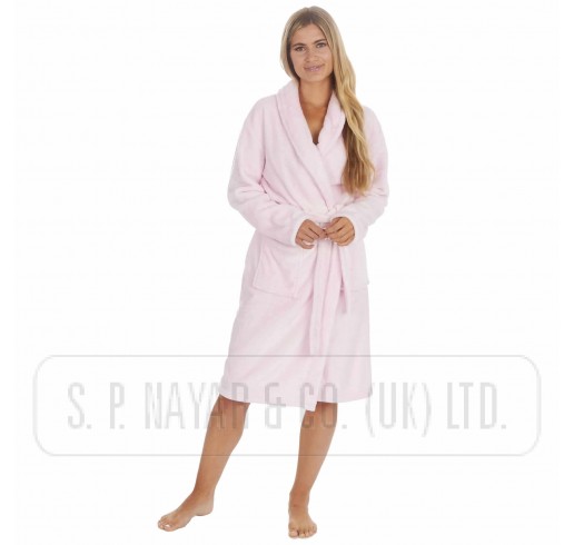 Forever Dreaming Womens French Towelling Bath Robe 100% Cotton Shawl Collar Dressing Gown 