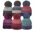 MARL STRIPE BOBBLE HAT WITH SOFT COSY FLEECE LINER.